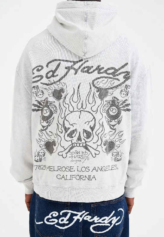 Save more with our buy-more, save-more deals on men’s fashion.  Mens Mono Acid Flaming Skull Zip Through Hoodie - Grey