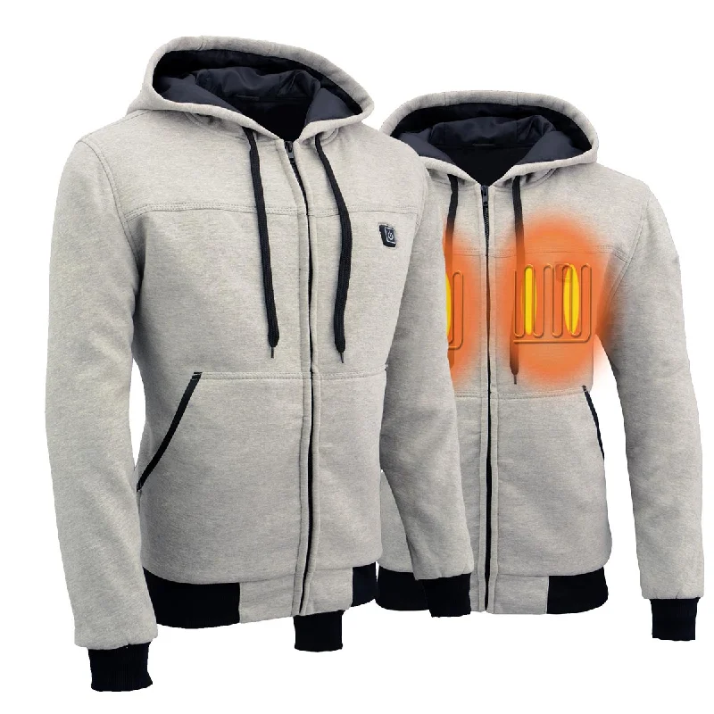 Big discounts  – Shop now for amazing deals.  Nexgen Heat MPM1714SET Men's “Fiery’’ Heated Hoodie Silver Zipper Front Sweatshirt Jacket for Winter w/Battery Pack