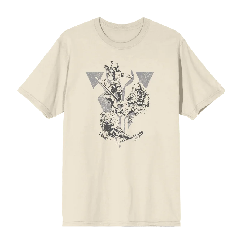 Huge deals on men’s clothing – Limited-time only! Axe Woves, The Armorer and Bo Katan with Mythosaur Natural Tee Huge deals on men’s clothing – Limited-time only! Axe Woves, The Armorer and Bo Katan with Mythosaur Natural Tee