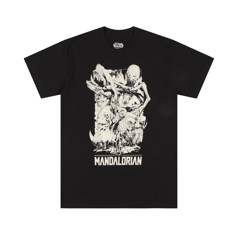 Refresh your wardrobe with the best deals on men's fashion. The Mandalorian Creatures Black Tee Refresh your wardrobe with the best deals on men's fashion. The Mandalorian Creatures Black Tee