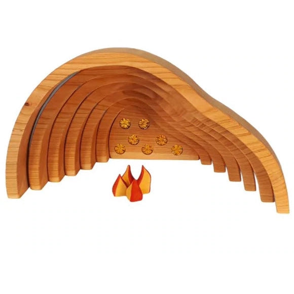whimsical wooden toys                   Bauspiel dragon's lair with treasure