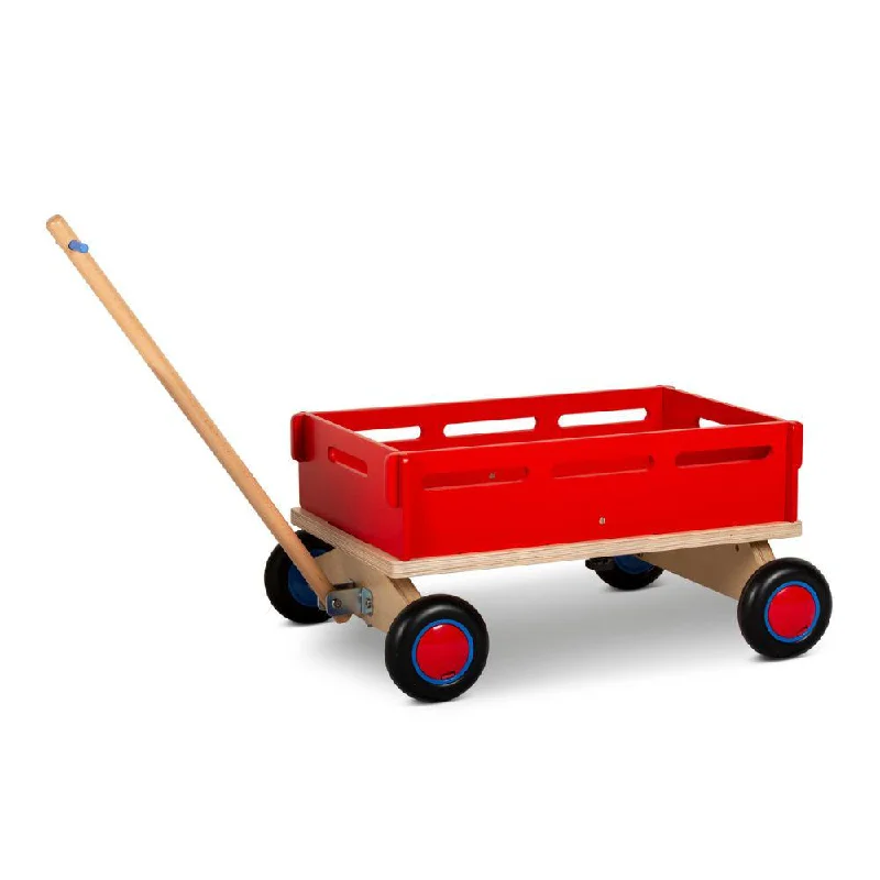 tactile wooden toys                   Cargo Wagon - Fire Engine Red
