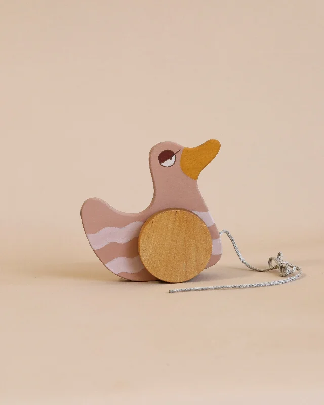 beautifully detailed wooden toys                  Duck Pull Toy - Pink