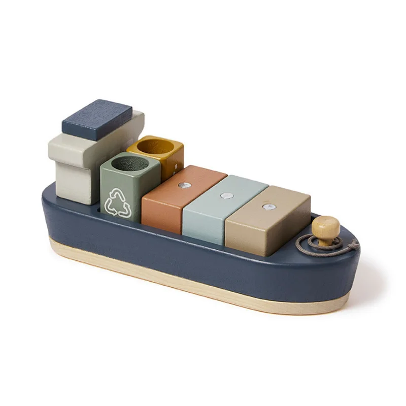 sturdy and durable wooden toys for rough play                   Flexa Container Ship