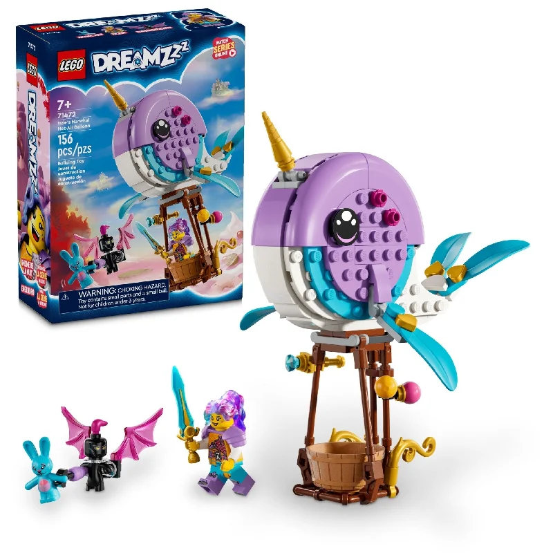 Intricately designed LEGOLEGO DREAMZzz Izzie's Narwhal Hot-Air Balloon Toy 71472