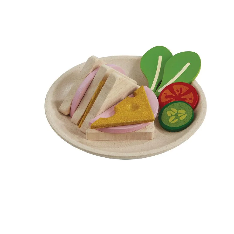 delightful wooden toys for children                   Plan Toys sandwich meal