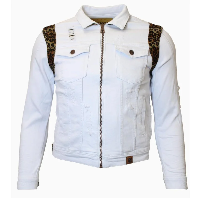 Don’t wait – Shop now for limited-time discounts on trendy clothing. M1082 Denim Jacket with Leopard Prints - White Don’t wait – Shop now for limited-time discounts on trendy clothing. M1082 Denim Jacket with Leopard Prints - White
