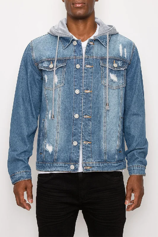 – Shop trendy clothing now.  Detachable Hood Denim Jacket - Indigo