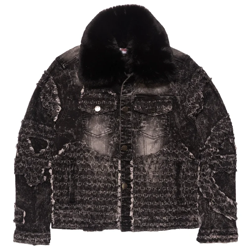 Massive discounts on all clothing items – Shop now for the best prices. F1023 Frost Tattered Denim Jacket - Black Massive discounts on all clothing items – Shop now for the best prices. F1023 Frost Tattered Denim Jacket - Black