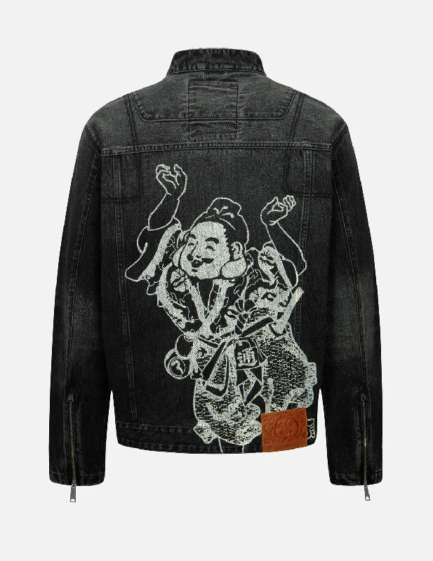 Best clothing deals . – Save up to 70% on trendy styles.  佛头印花宽版休闲机车牛仔外套