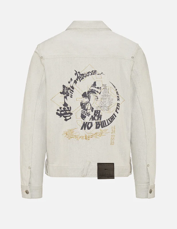 Get 25% off select men’s clothing when you shop online!  般若鬼头蒙太奇印花牛仔夹克