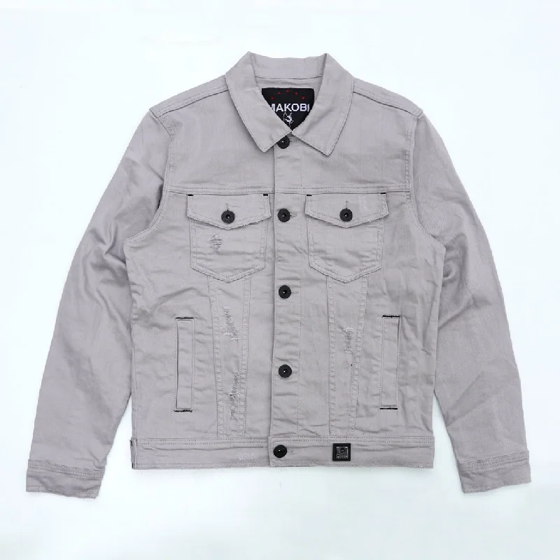 Shop stylish and affordable clothes – M1026 - Makobi Core Denim Jacket - Light gray Shop stylish and affordable clothes – M1026 - Makobi Core Denim Jacket - Light gray