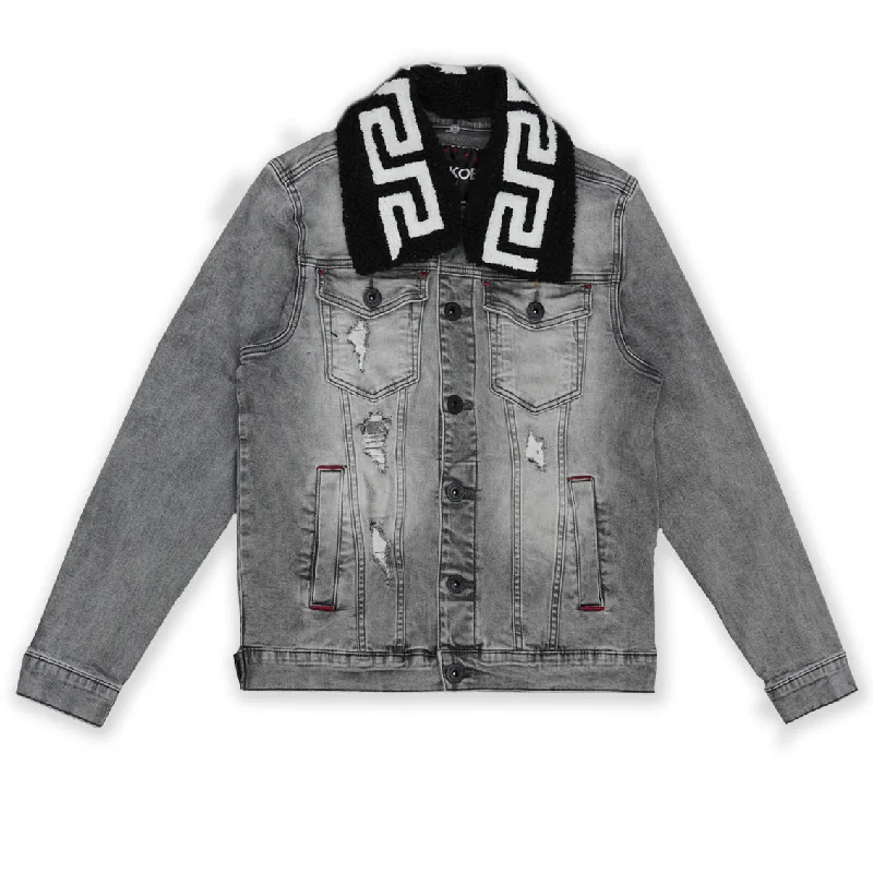Shop the latest trends in men's clothing at unbeatable prices. M1062 Denim Jacket W/ Sherpa Collar - Gray Shop the latest trends in men's clothing at unbeatable prices. M1062 Denim Jacket W/ Sherpa Collar - Gray