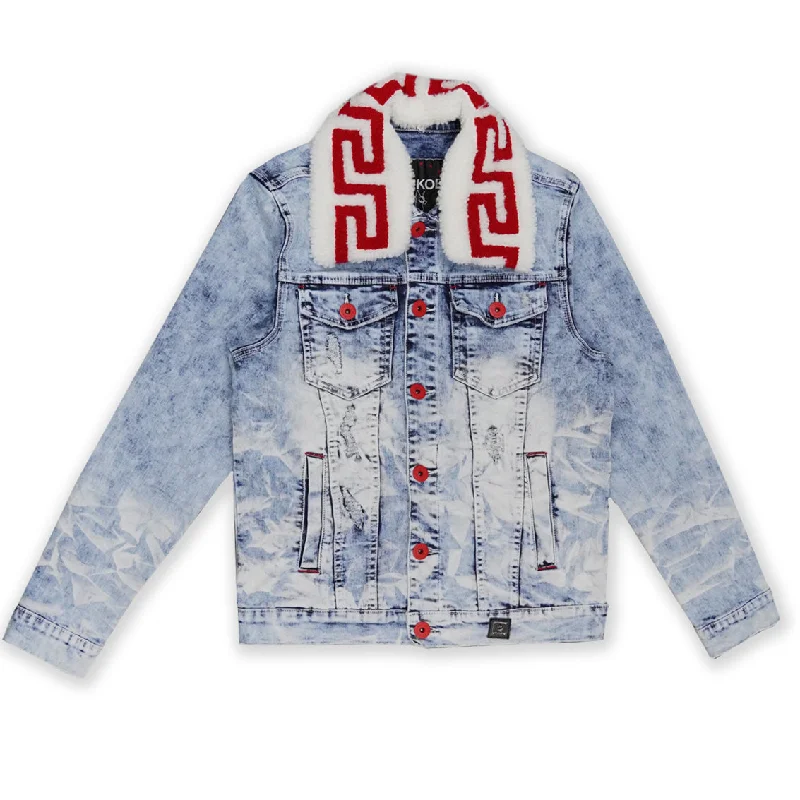 Seasonal sale  M1062 Denim Jacket W/ Sherpa Collar - Light Wash