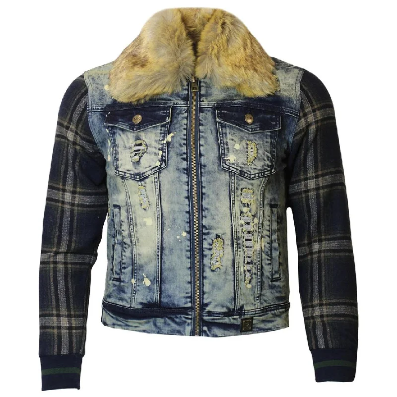 Shop the best clothing brands at amazing prices – M1068 Makobi Denim And Plaid Biker Jacket - Dirt Wash/Navy Shop the best clothing brands at amazing prices – M1068 Makobi Denim And Plaid Biker Jacket - Dirt Wash/Navy