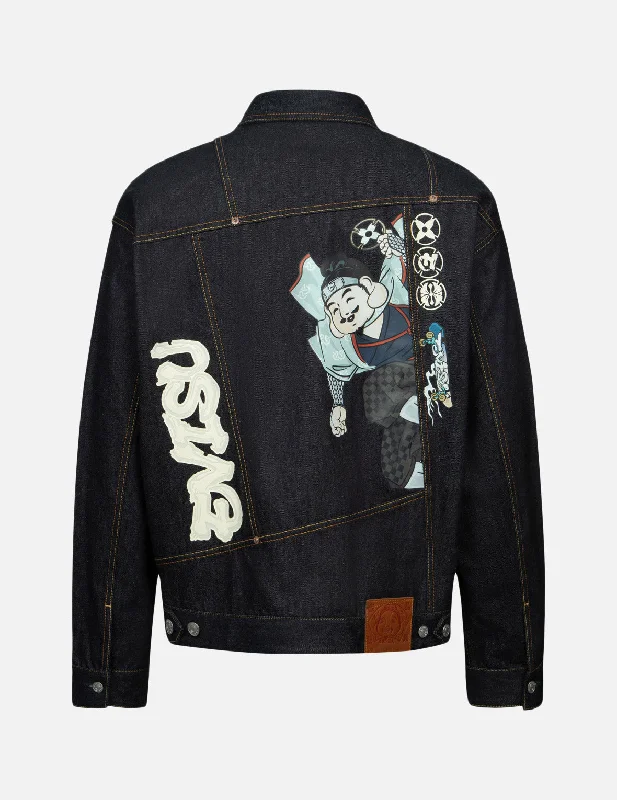 Refresh your wardrobe with the best deals on men's fashion.  忍者佛头印花解构宽版牛仔外套