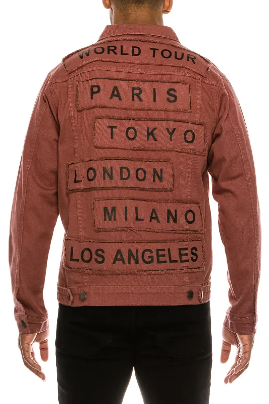 Shop now and enjoy massive savings on stylish clothing for all seasons. World Tour Colored Denim Jacket - Brick Shop now and enjoy massive savings on stylish clothing for all seasons. World Tour Colored Denim Jacket - Brick