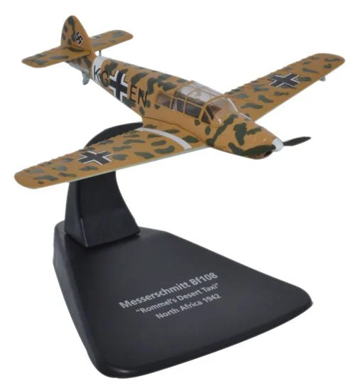 High-quality materials toys Oxford Diecast Bf108 Rommels Desert 1942 1:72 Scale Model Aircraft