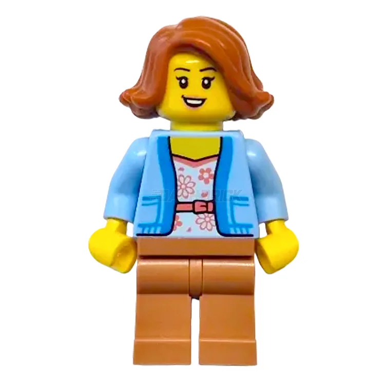 Endlessly customizable LEGO setsLEGO Minifigure - Female, Jacket, White Shirt with Flowers, Dark Orange Hair [CITY]