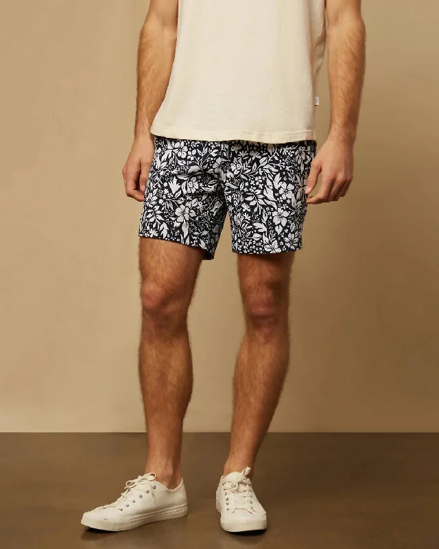 Exclusive offers on men’s wardrobe essentials – save more now!  Men Elastic Calder 6" Swim Trunks In Navy/white Botanic Silhouettes