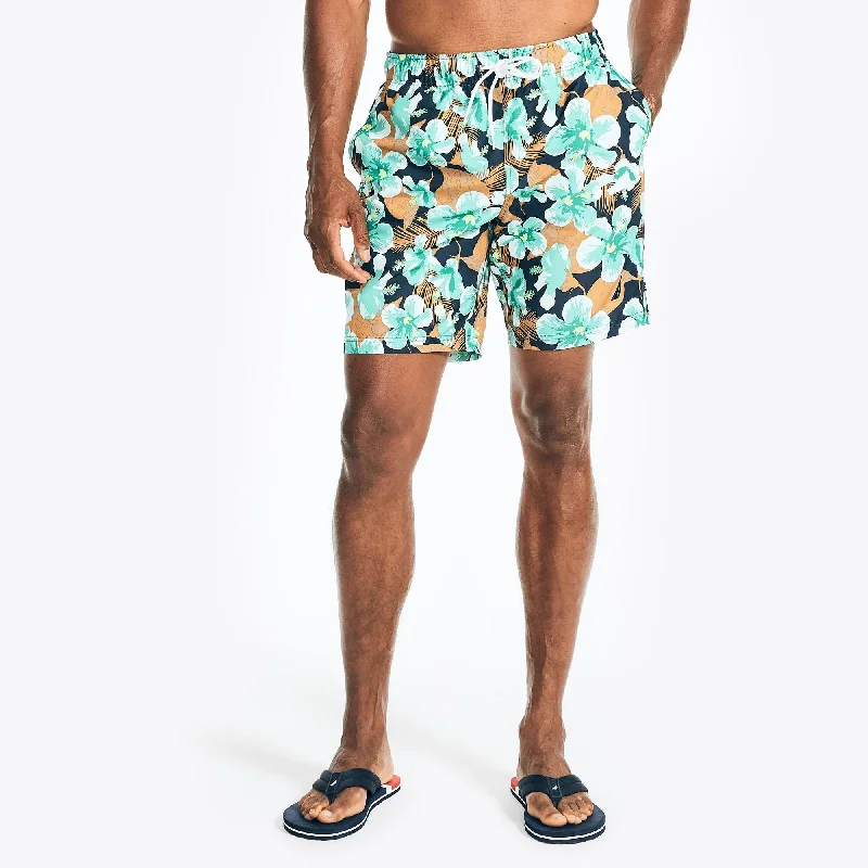 Seasonal sale  Nautica Mens Sustainably Crafted 8" Hibiscus Print Swim